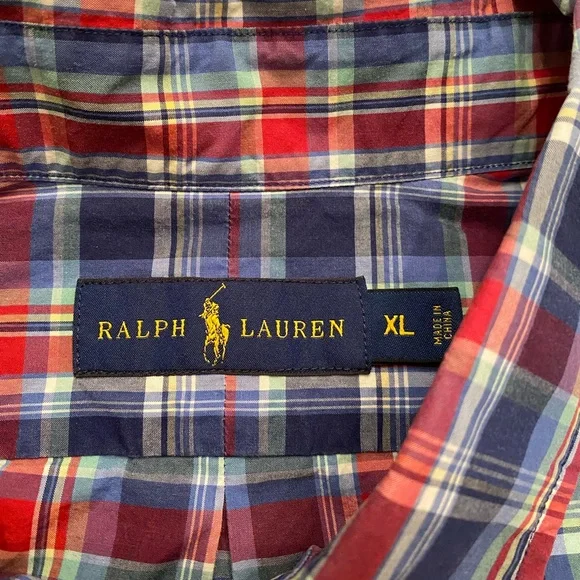 Ralph Lauren Men's Plaid Shirt in Red and Blue - Picture 6 of 10